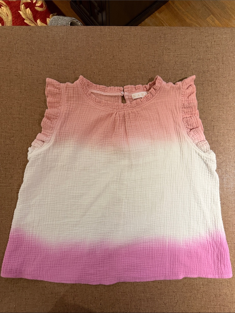 Karlie Pink Ombre Ruffle Sleeve Gauze Tank